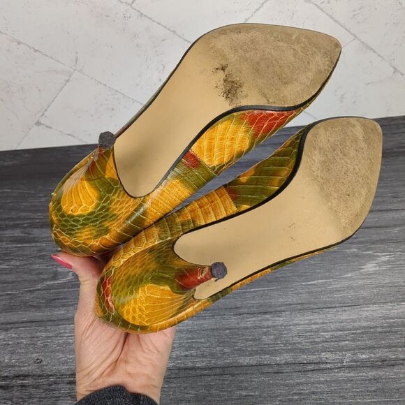 Vintage J Renee Leather Snake Skin Reptile Print Pump Heel Size 8.5 N Glam - Picture 6 of 11